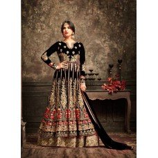 Black and Gold Wedding Wear Anarkali Indian Mehndi Dress